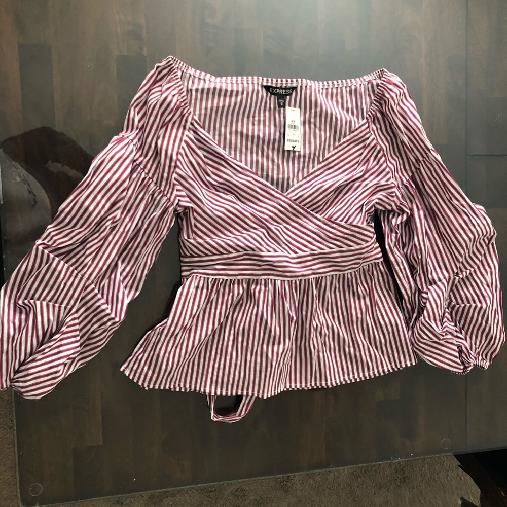 *%* Express Striped Off the shoulder shirt